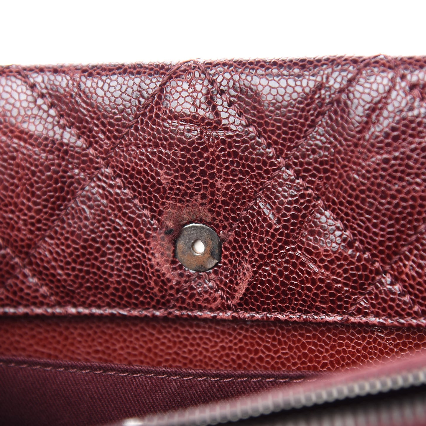 Crumpled Grained Calfskin CC Crave Tote Burgundy