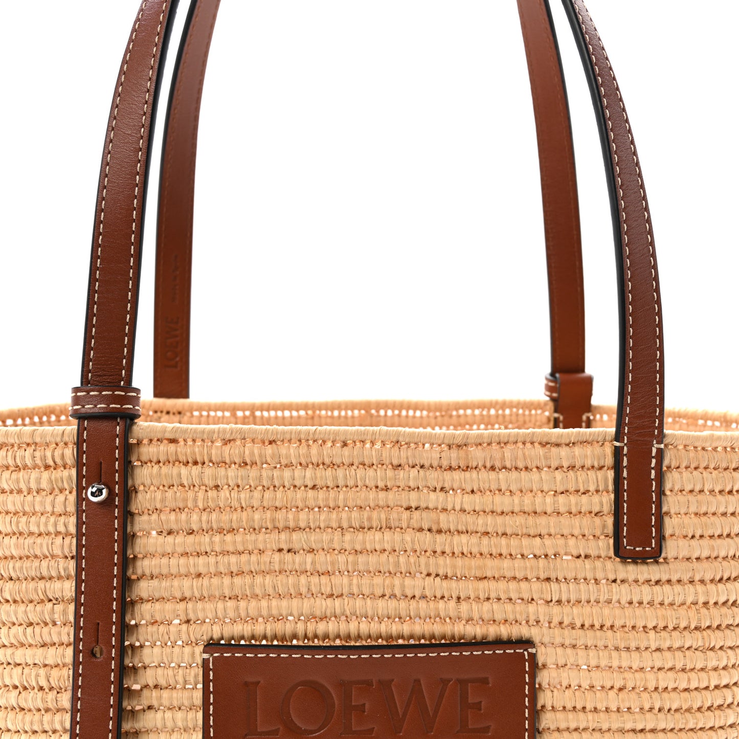 Raffia Small Square Basket Tote Bag Natural Tan
