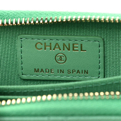Chanel Caviar Quilted Zip Around Coin Purse Wallet Light Green 6 of 7
