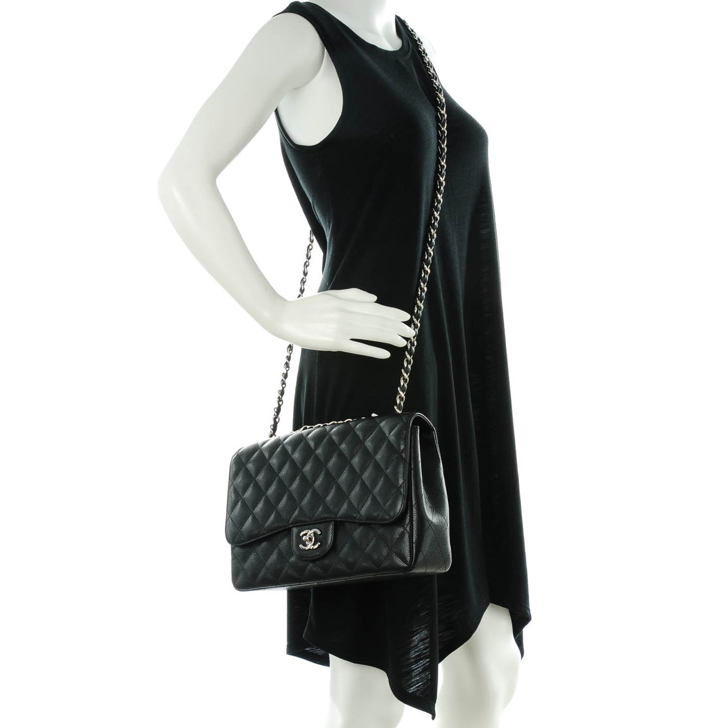 Caviar Quilted Jumbo Single Flap Black