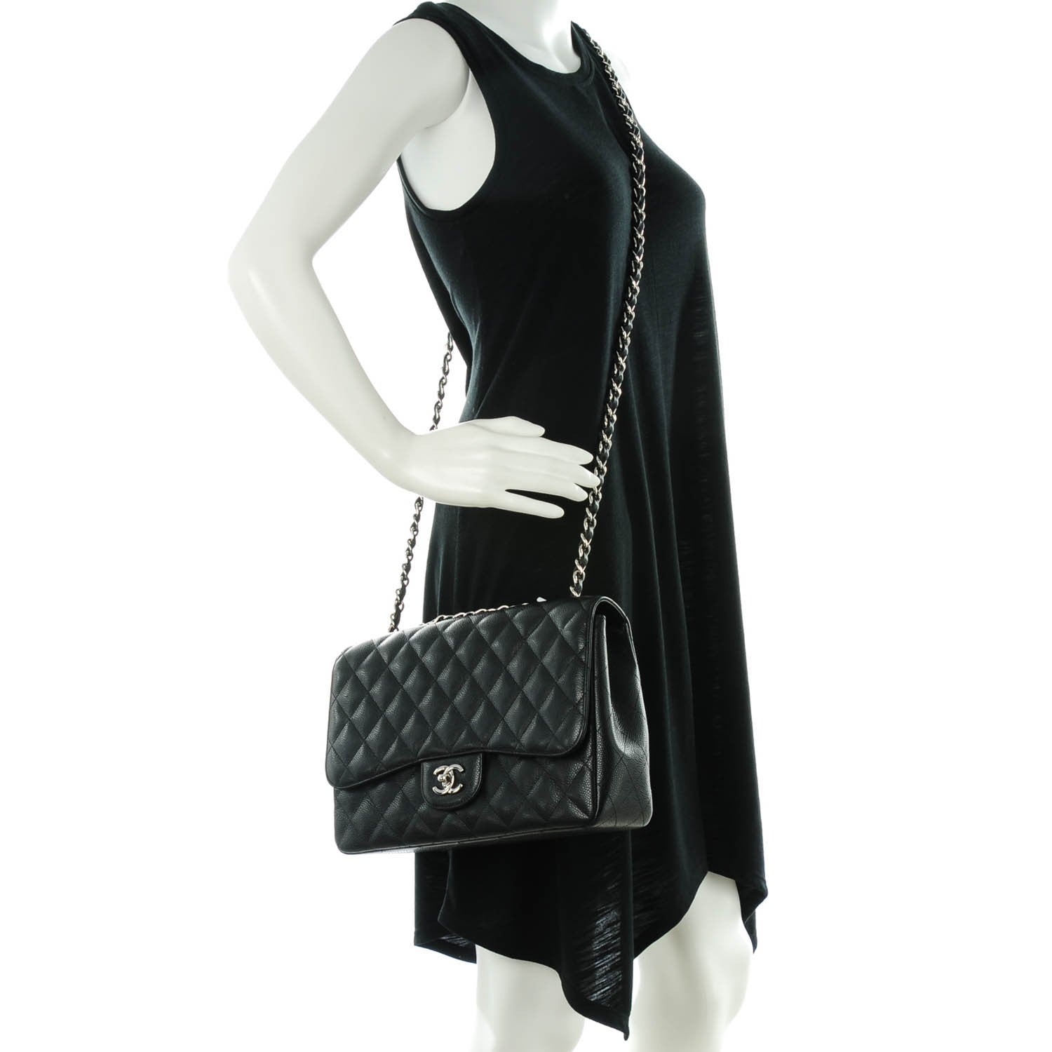 Chanel Caviar Quilted Jumbo Single Flap Black 2 of 8