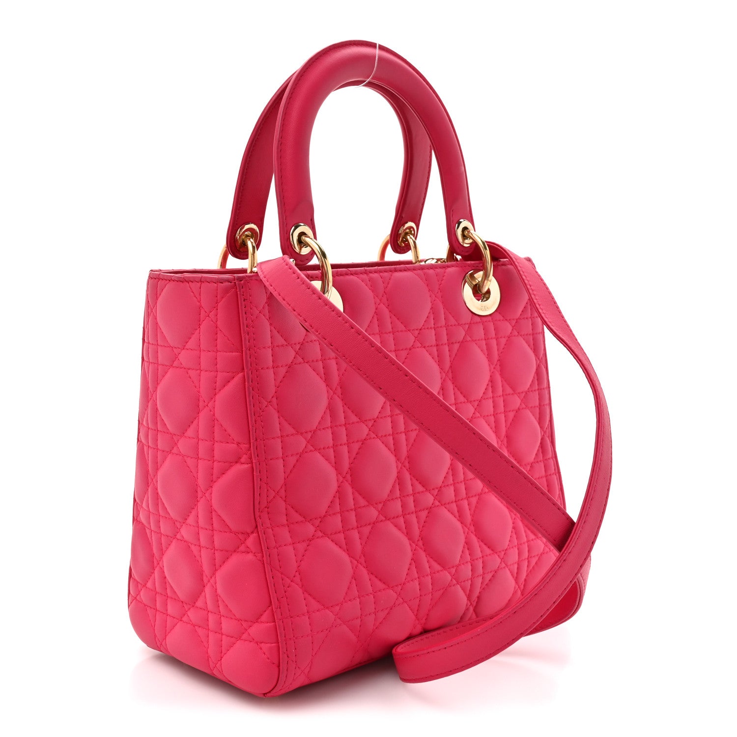 Christian Dior Lambskin Cannage Medium Lady Dior Fuchsia 3 of 16