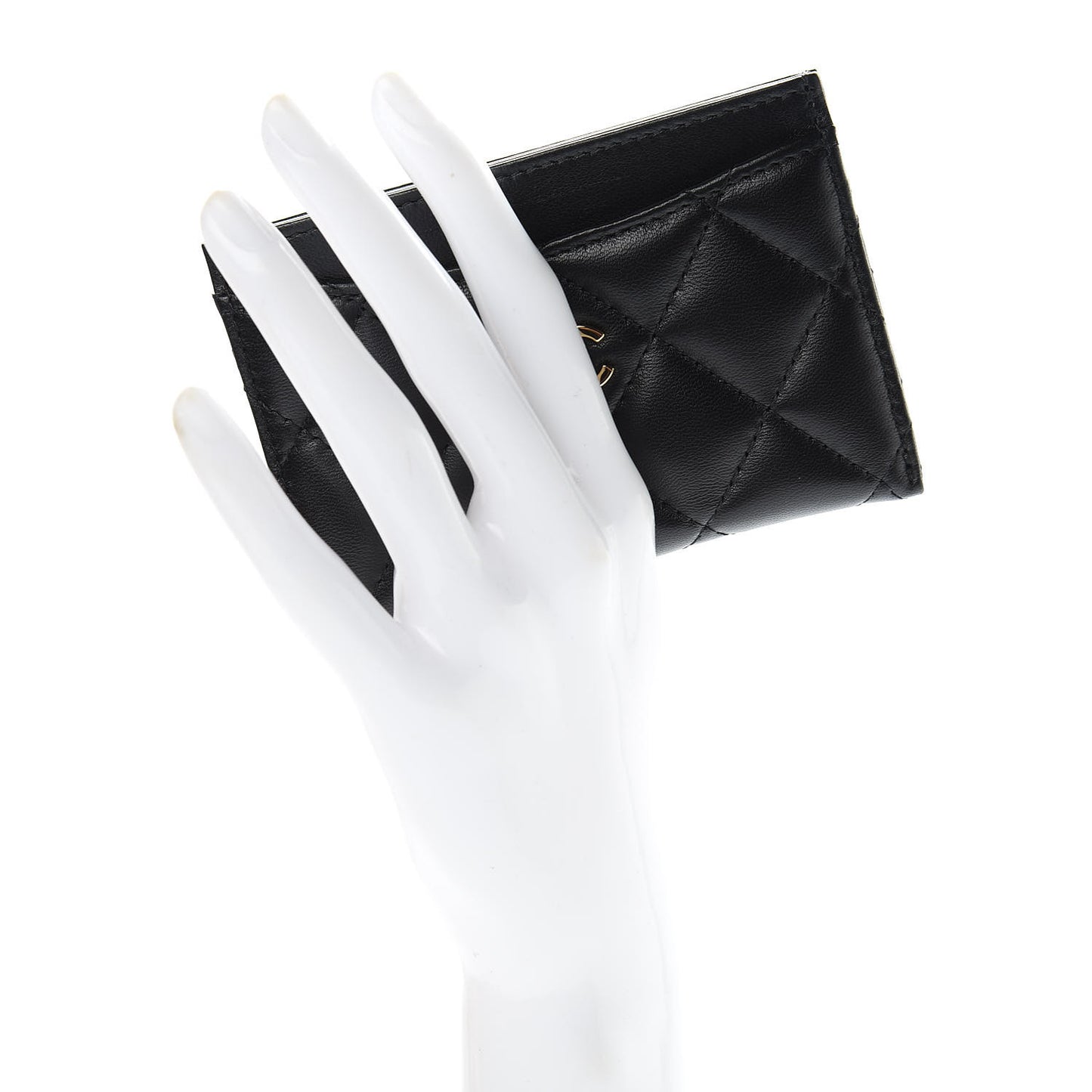 Lambskin Quilted Card Holder Black