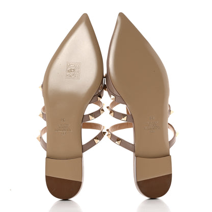 Valentino Garavani Patent Rockstud Flat Cage Mules 38 Poudre 5 of 7