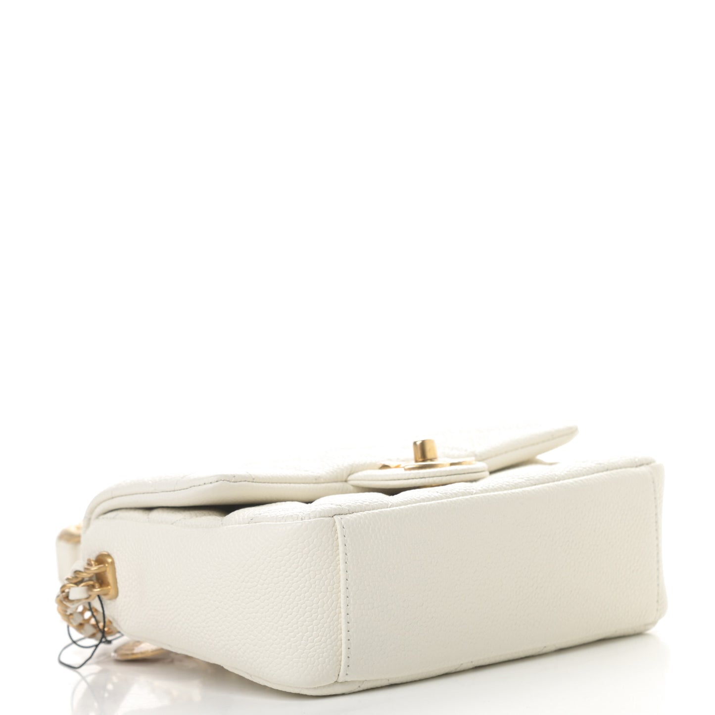 Caviar Quilted Mini Chain Soul Flap White