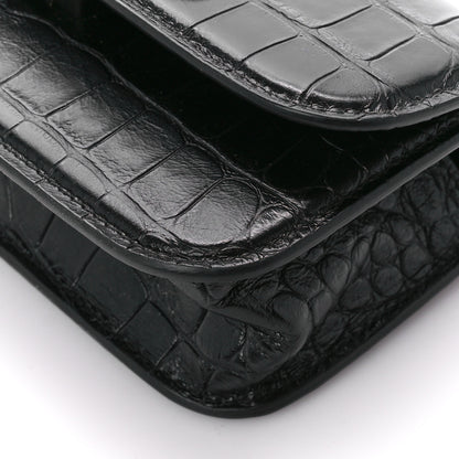 Balenciaga Extra Supple Calfskin Monochrome Crocodile Embossed Gossip Chain Bag XS Black 10 of 10