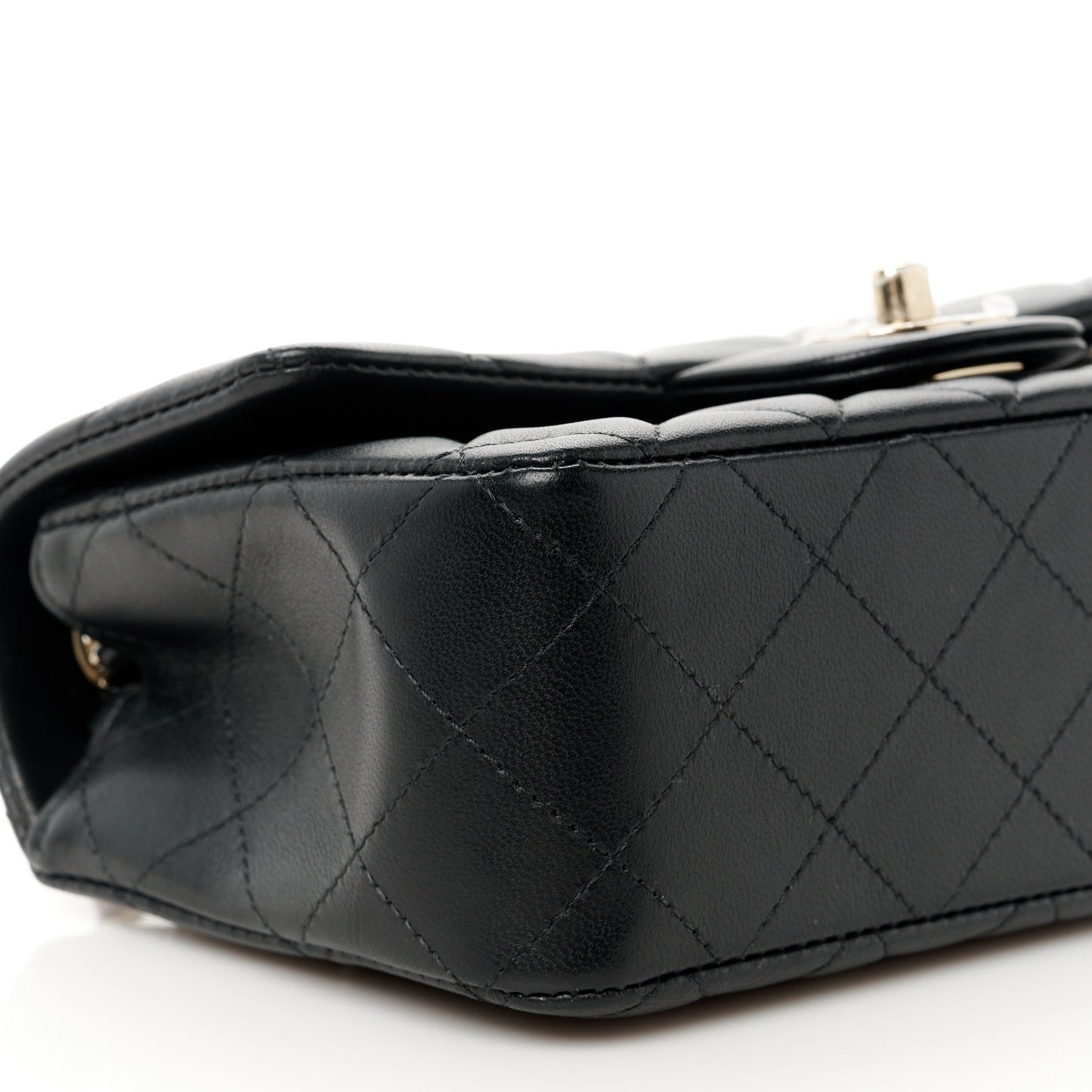 Lambskin Quilted Mini Rectangular Flap Black
