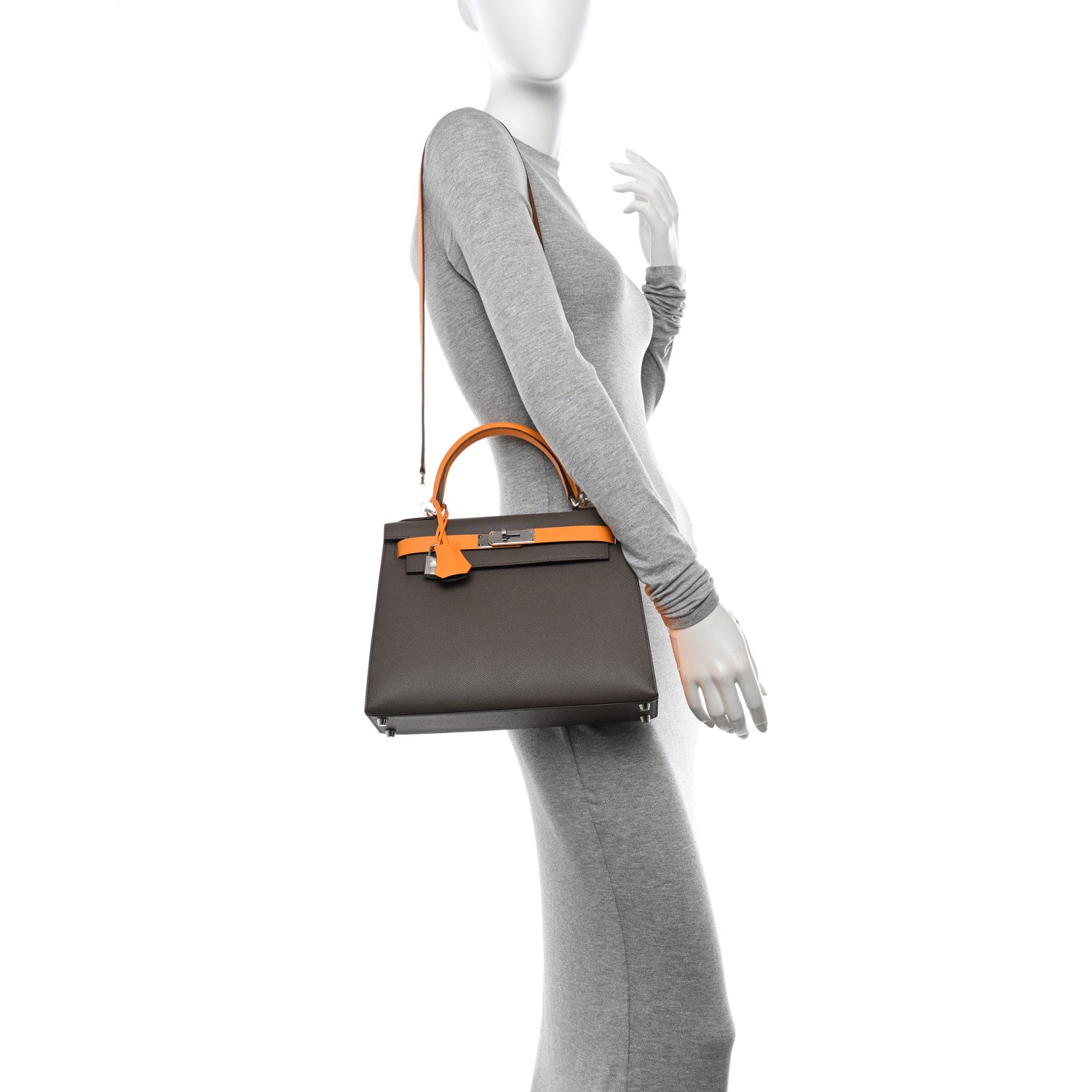 Hermes Epsom Horseshoe Kelly Sellier 28 Etain Jaune D'or 3 of 11