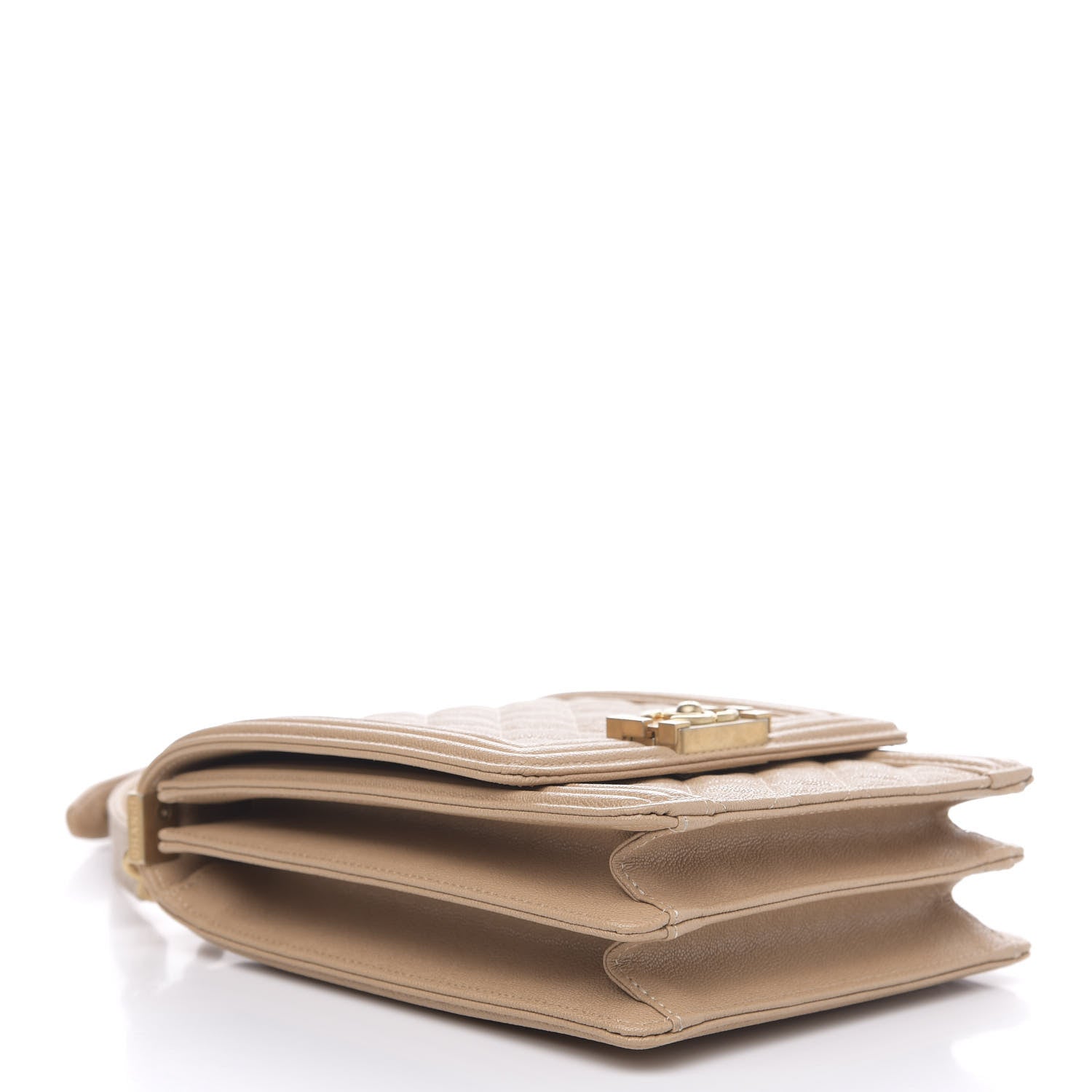 Chanel Caviar Quilted North South Boy Flap Beige 4 of 10