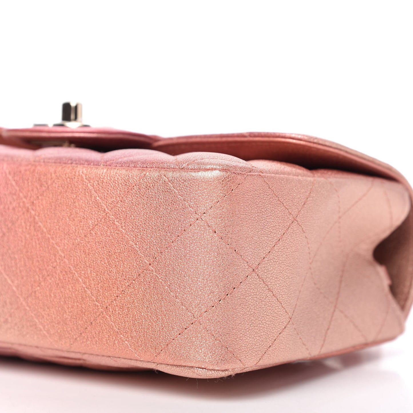 Metallic Lambskin Quilted Ombre Mini Rectangular Flap Pink