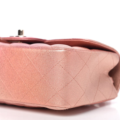 Chanel Metallic Lambskin Quilted Ombre Mini Rectangular Flap Pink 7 of 11