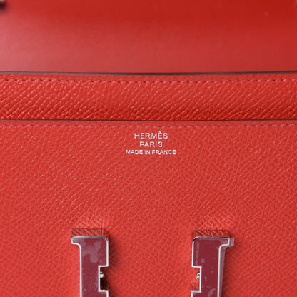 Hermes Epsom Enamel Constance Wallet To Go Rouge De Coeur Rubis 8 of 10