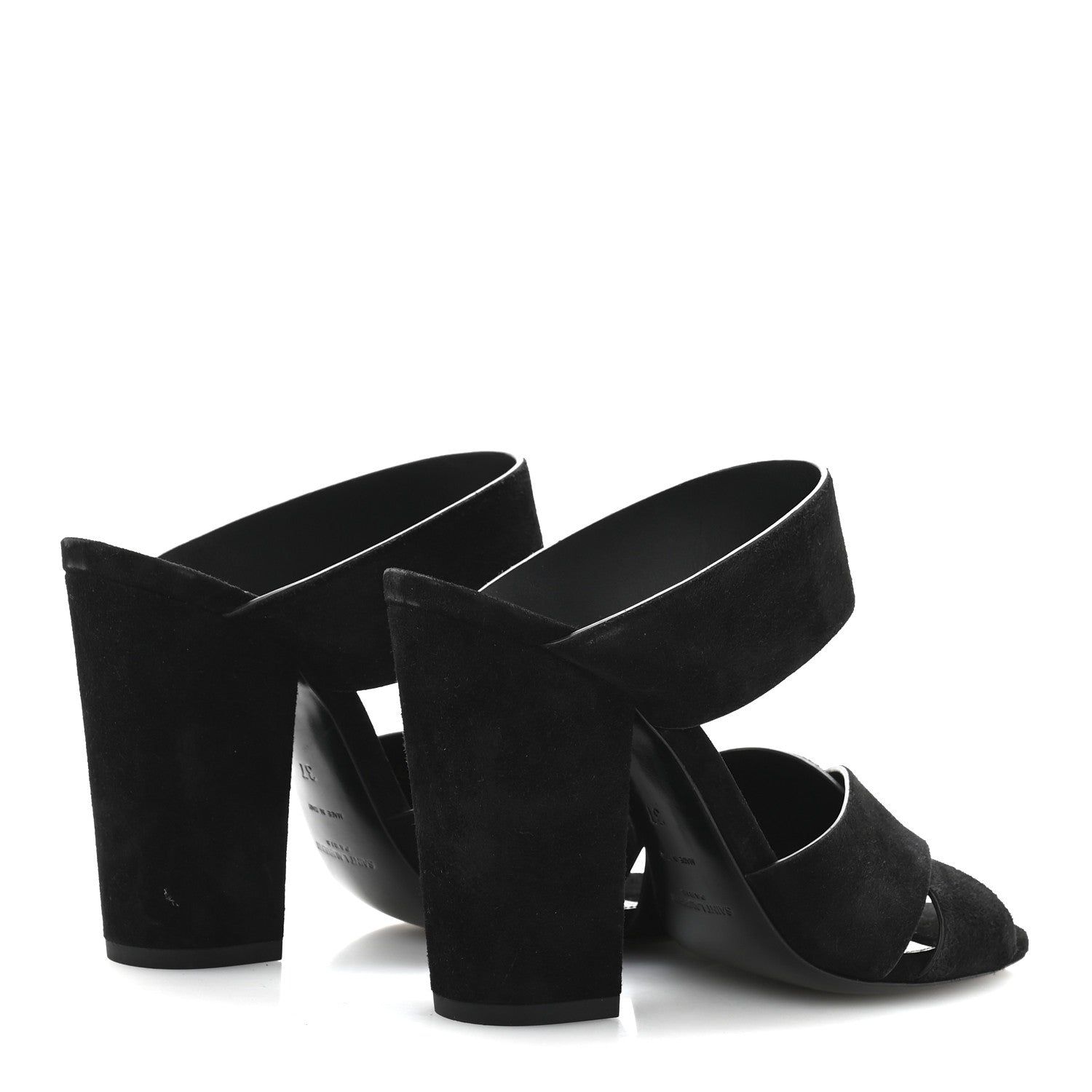 Saint Laurent Suede Oak 100 Mule Sandals 37 Black 5 of 9