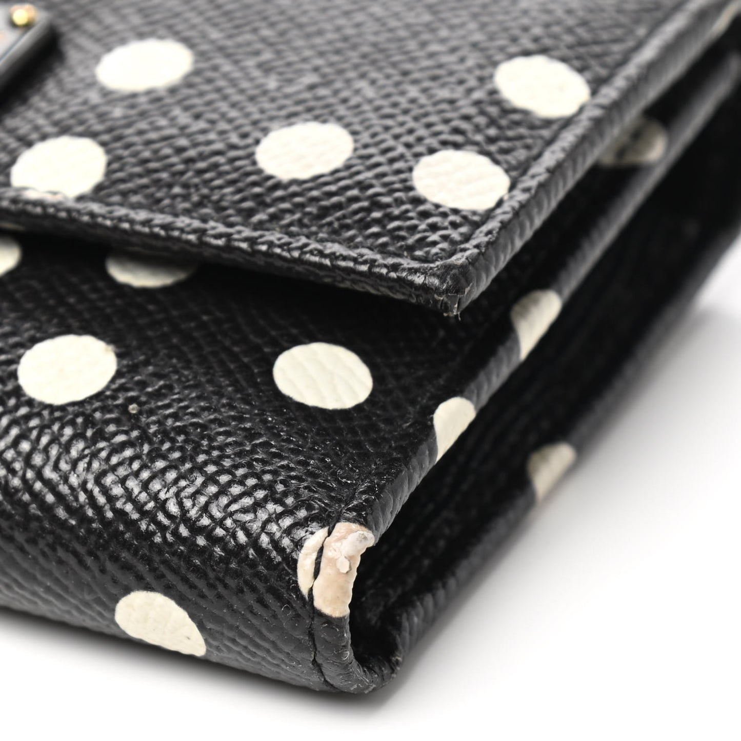 Dauphine Polka Dot French Flap Wallet Black White