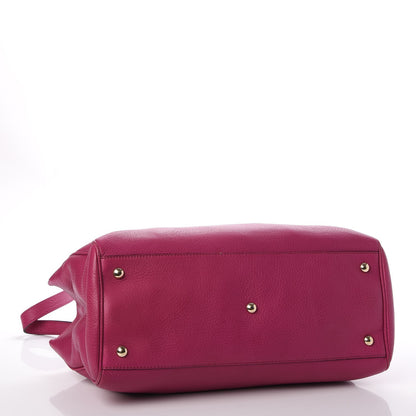 Gucci Pebbled Calfskin Medium Bamboo Shopper Tote Bright Bougainvillea 5 of 19