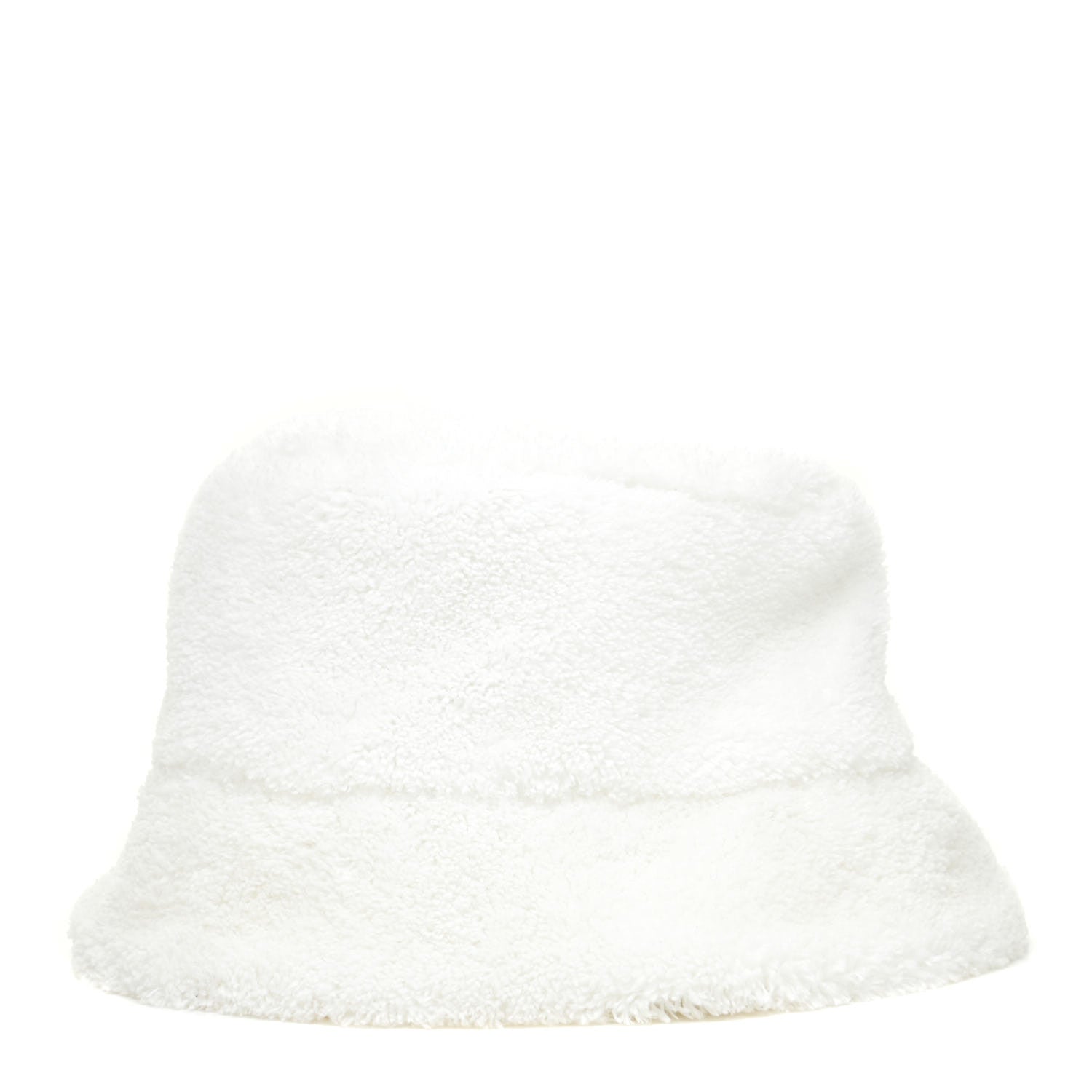 Prada Terry Cloth Logo Embroidered Womens Bucket Hat M White Black 3 of 5