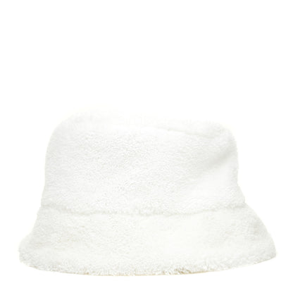Prada Terry Cloth Logo Embroidered Womens Bucket Hat M White Black 3 of 5