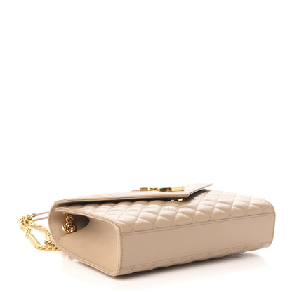 Saint Laurent Grain De Poudre Textured Mixed Matelasse Medium Triquilt Monogram Satchel Dark Beige 4 of 11