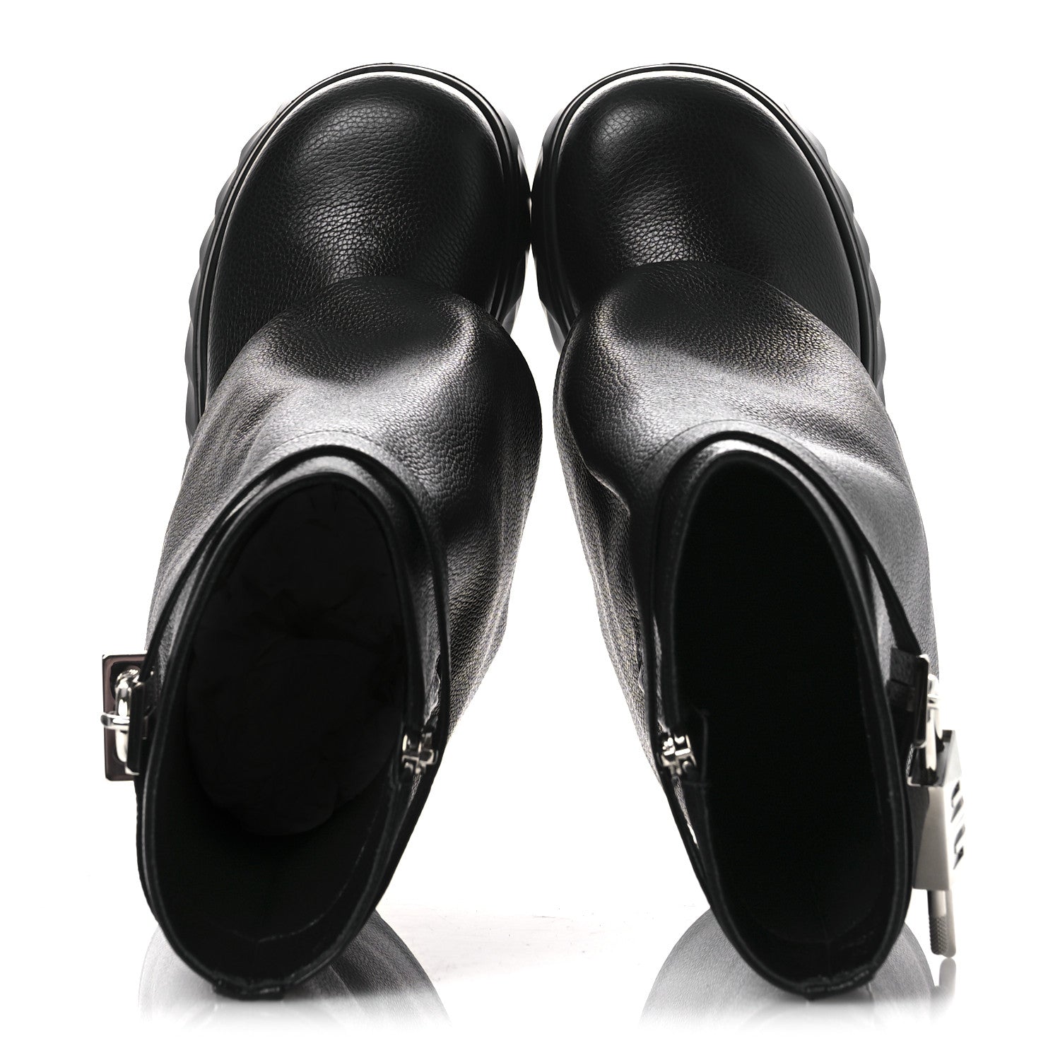 Givenchy Grained Calfskin Shark Lock Biker Ankle Boots 40 Black 2 of 11