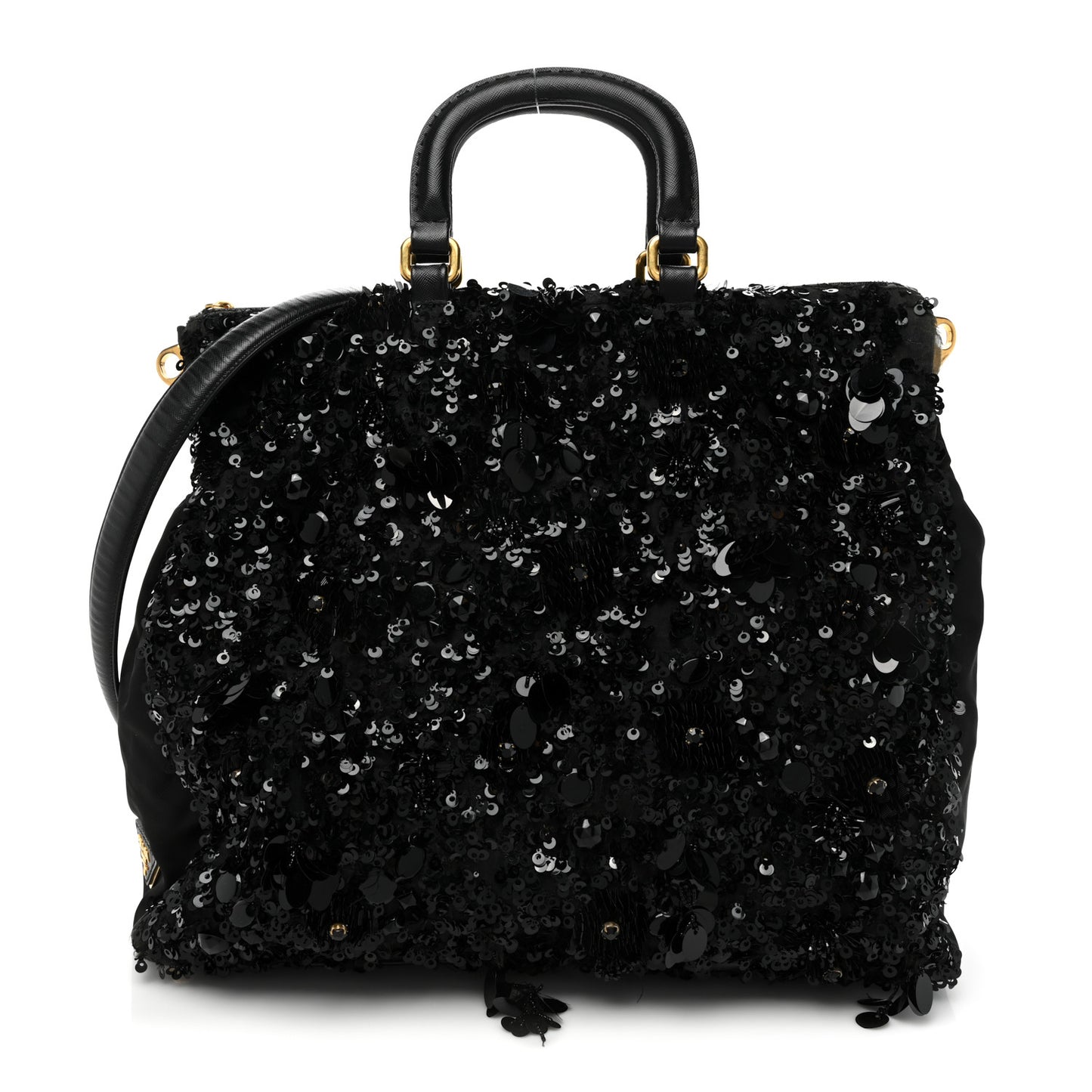 Nylon Sequin Tote Black
