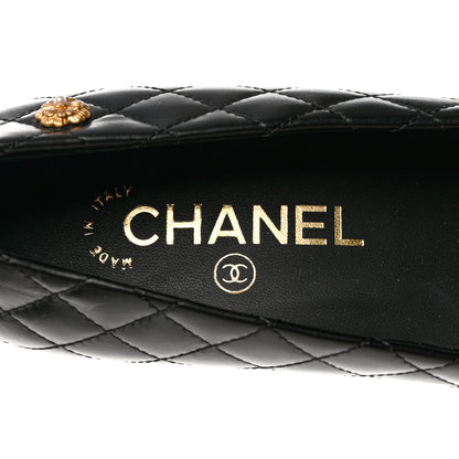 Chanel Calfskin Quilted Cap Toe Camellia Pumps 37 Black 7 of 9