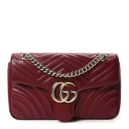 Gucci Calfskin Matelasse Small GG Marmont Shoulder Bag Ancora Red 1 of 10