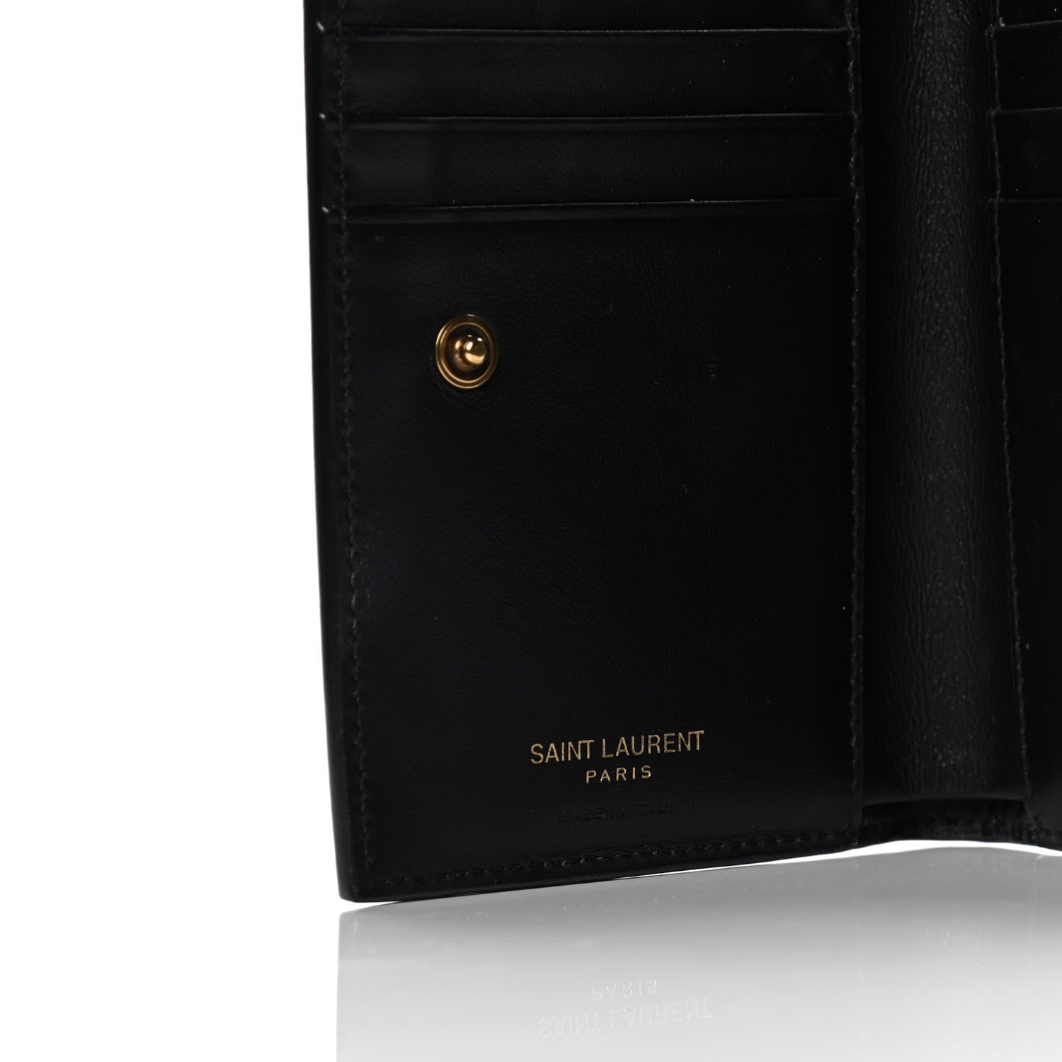 Saint Laurent Calfskin Polka Dot Monogram Bi Fold Zipped Wallet Pink Black 8 of 10