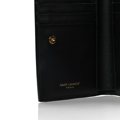 Saint Laurent Calfskin Polka Dot Monogram Bi Fold Zipped Wallet Pink Black 8 of 10