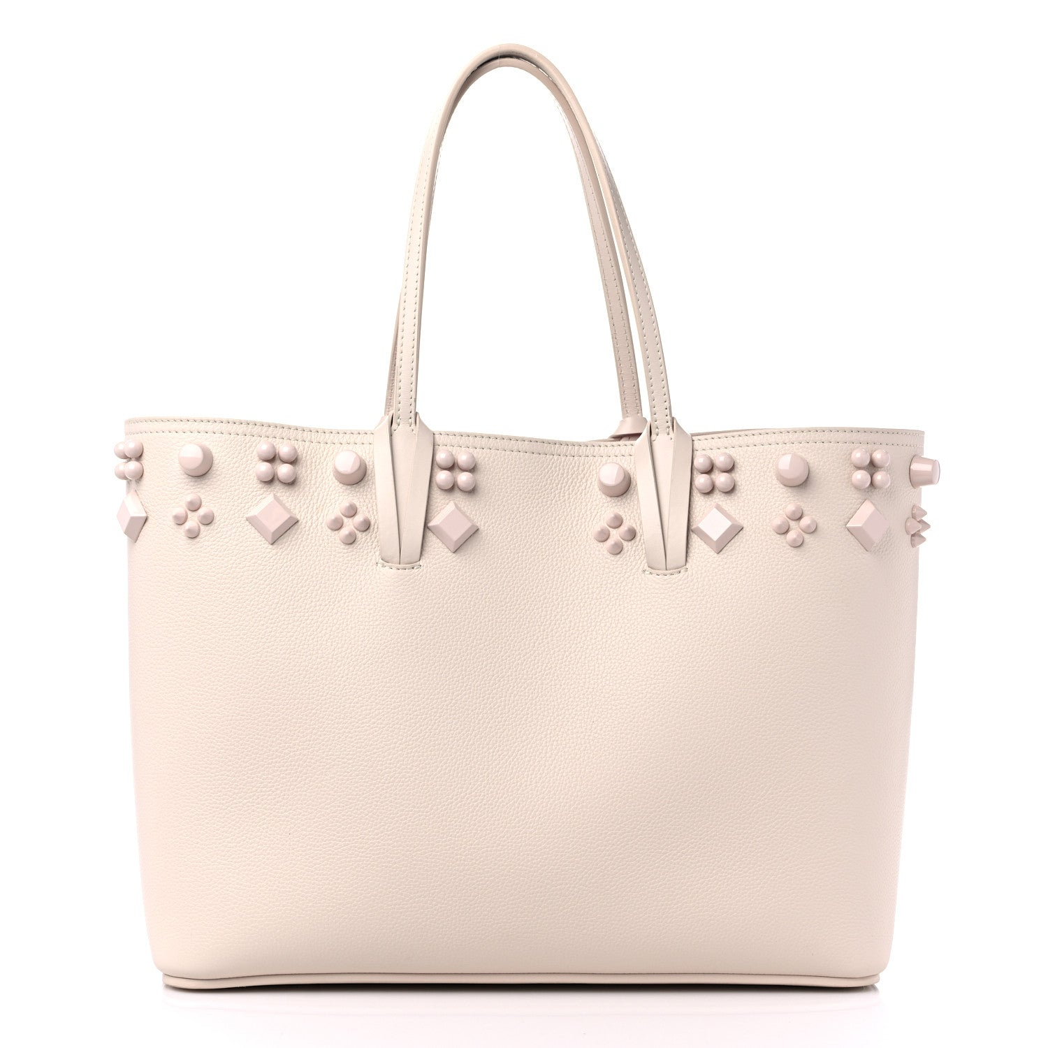 Christian Louboutin Calfskin Empire Spike Studded East West Cabata Tote Leche 3 of 14