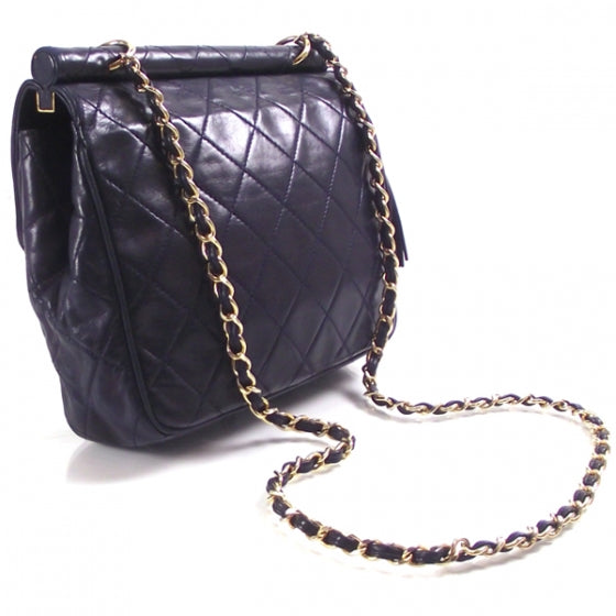 Chanel Vintage Quilted Envelope Tassel Bag Navy 3 of 12