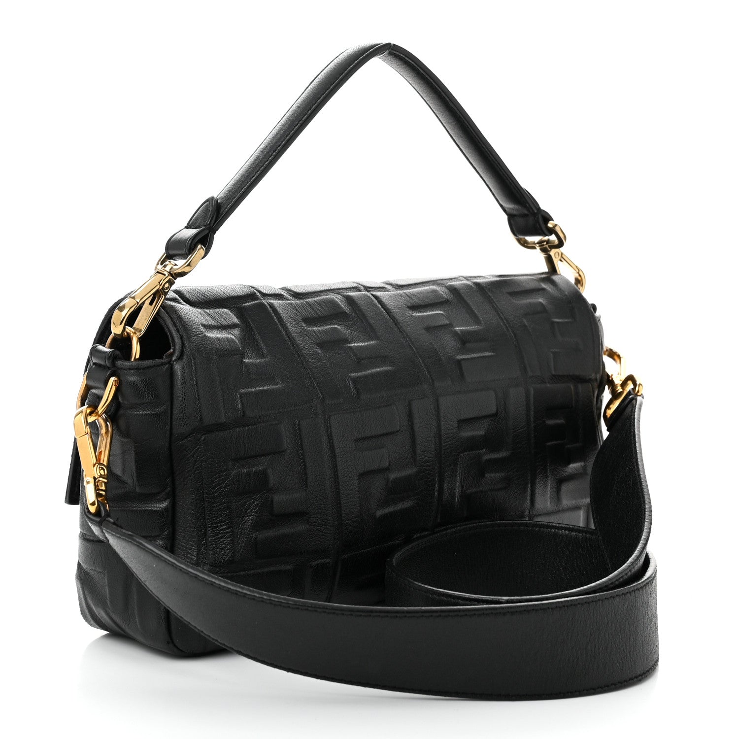 Fendi Nappa FF 1974 Embossed Baguette Black 3 of 10