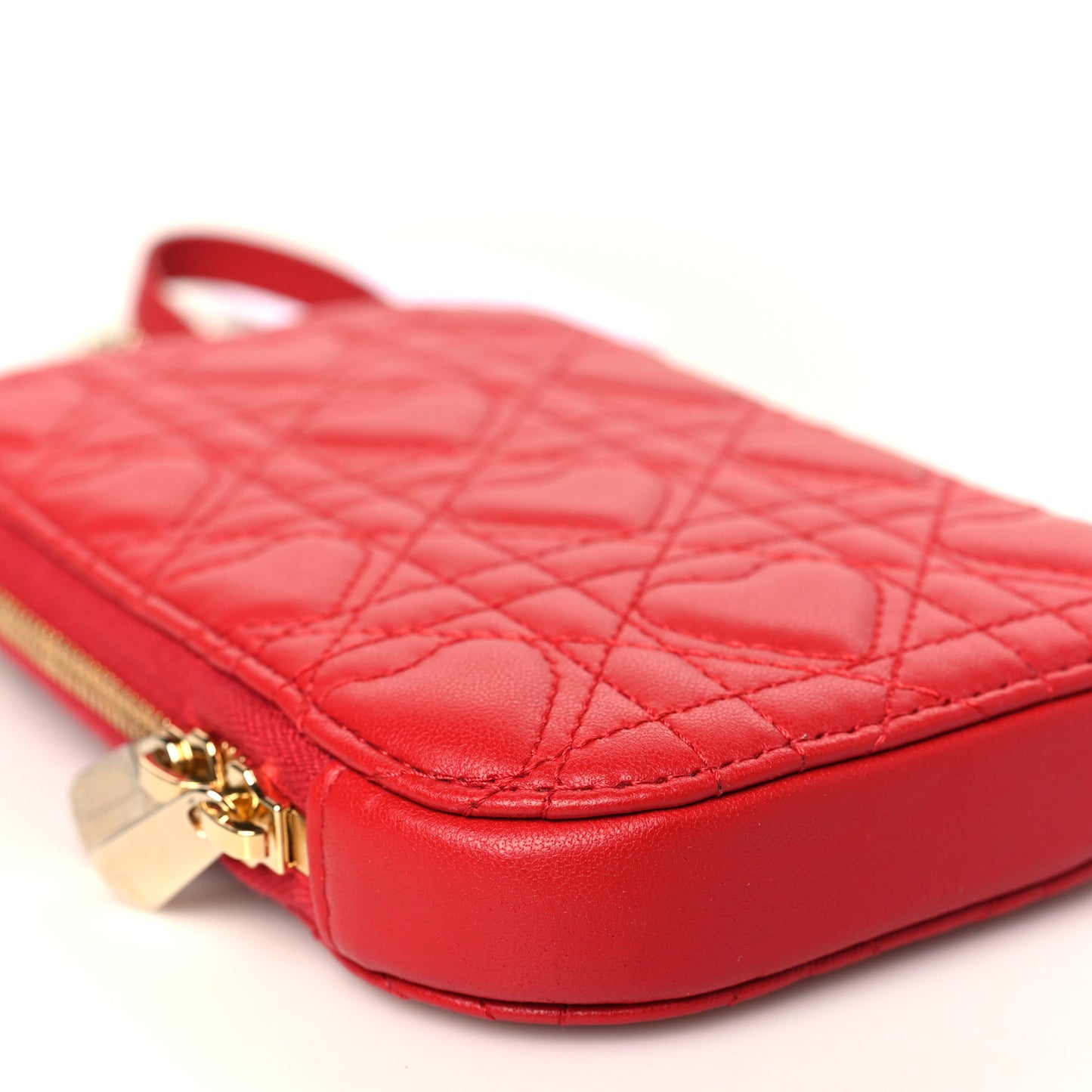 Lambskin Cannage Dioramour Lady Dior Phone Holder Bright Red