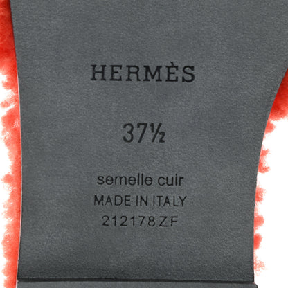 Hermes Woolskin Oran Sandals 37.5 Orange 6 of 8