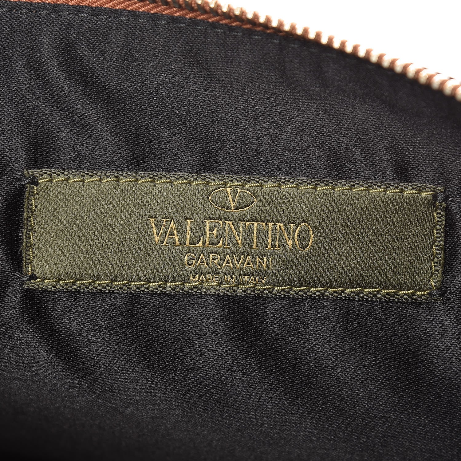 Valentino Garavani Nappa Canvas Camouflage Large Rockstud Zip Pouch Beige 6 of 8