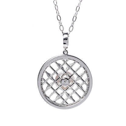 Mikimoto 18K White Gold Diamond Akoya Pearl 7mm Circle Pendant Necklace 6 of 6