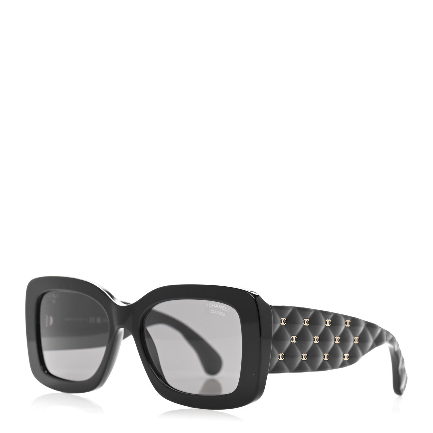 Chanel Acetate Quilted CC Rectangle Sunglasses 5483-A Black 1 of 9