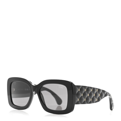 Chanel Acetate Quilted CC Rectangle Sunglasses 5483-A Black 1 of 9