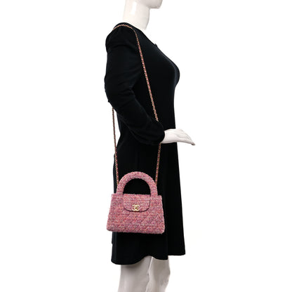 Chanel Tweed Quilted Nano Kelly Shopper Pink 3 of 9