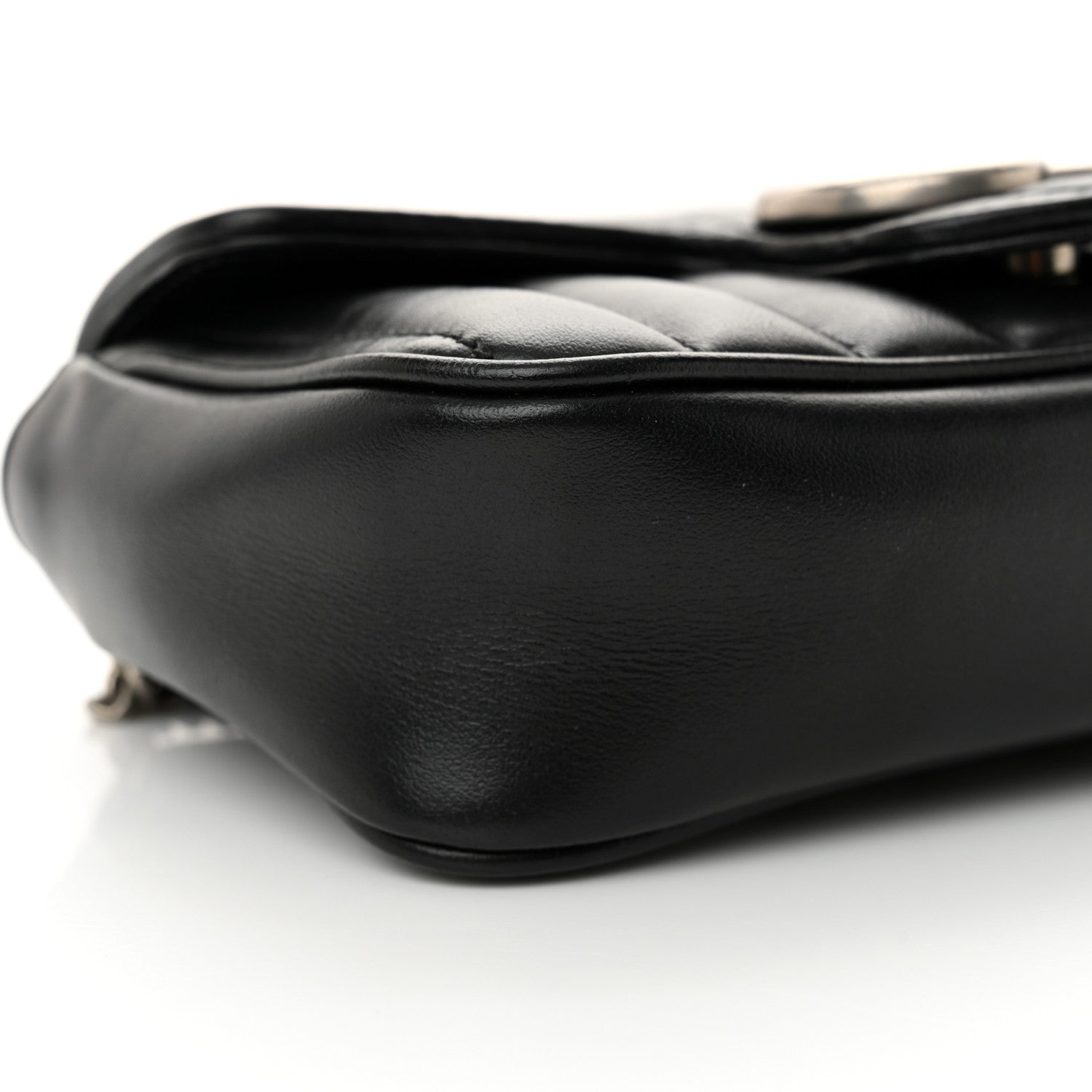 Gucci Calfskin Matelasse Aria Super Mini GG Marmont Shoulder Bag Black 9 of 13