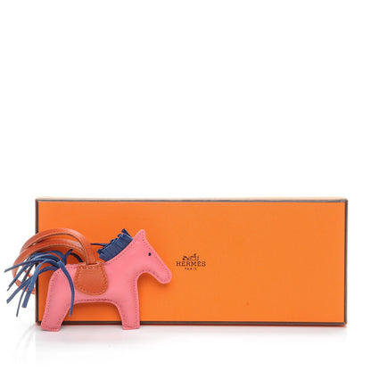 Hermes Milo Lambskin Grigri Rodeo Bag Charm PM Rose Azalee Cornaline Bleu De Malte 4 of 4