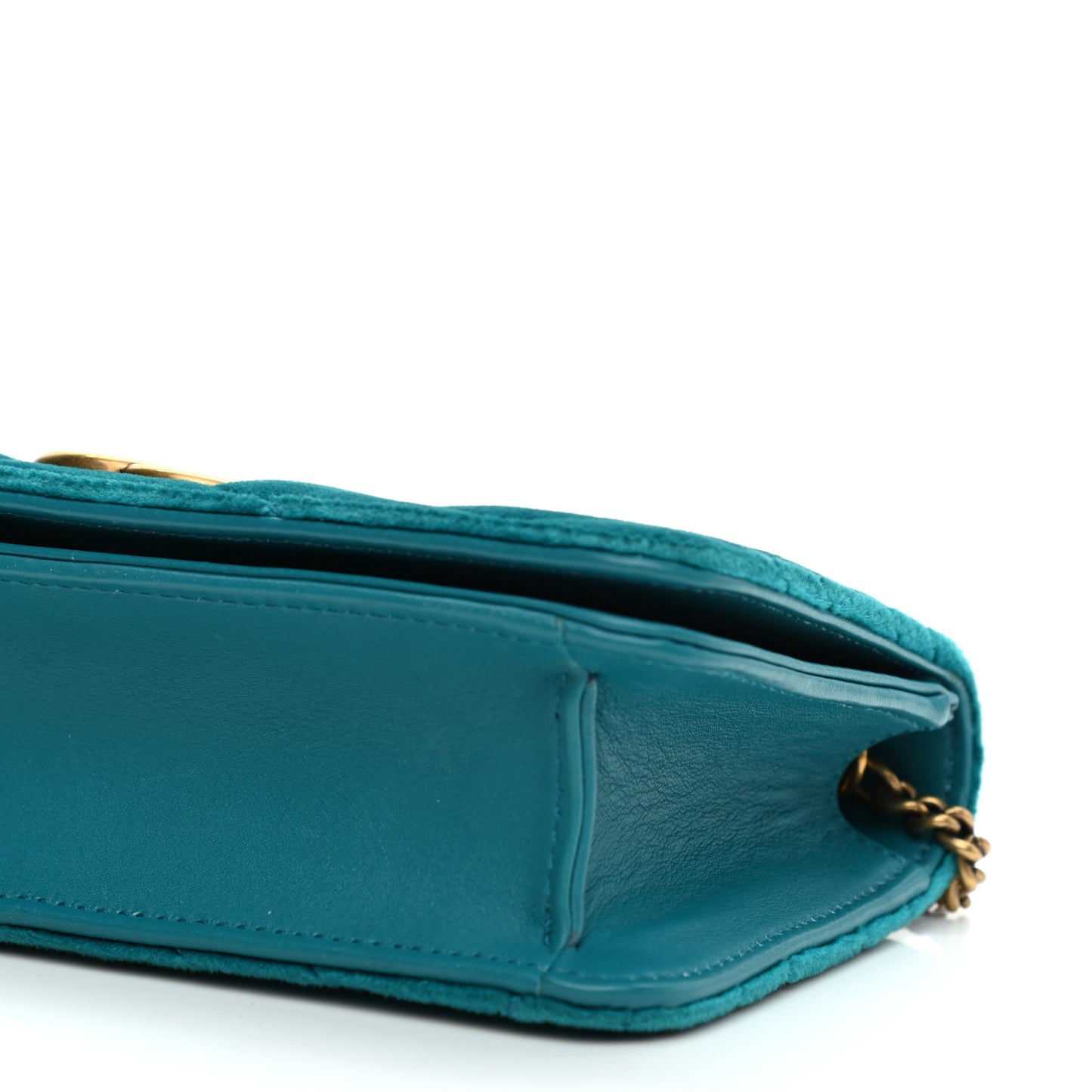 Velvet Matelasse GG Marmont Mini Bag Pavone Cyan