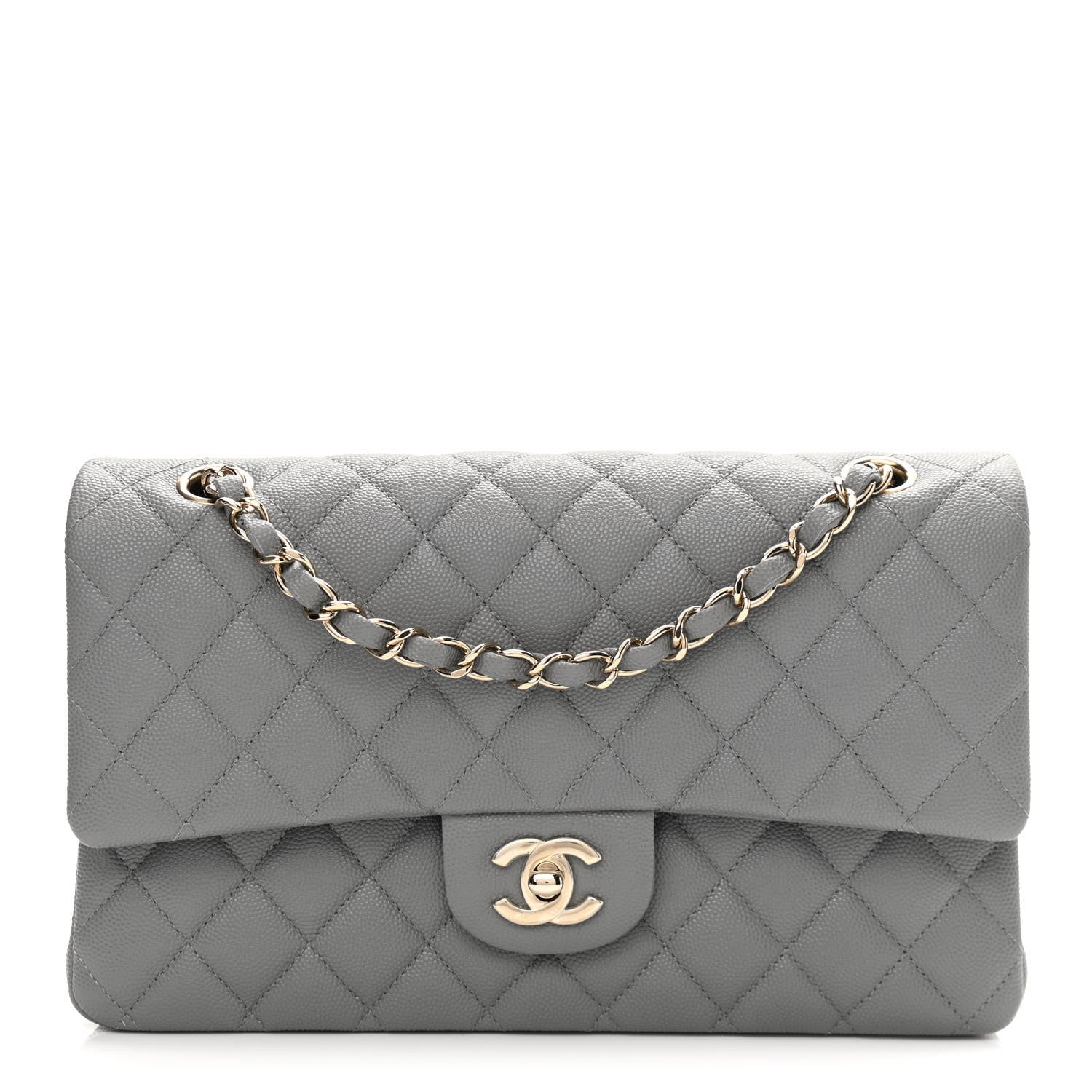 Chanel Caviar Quilted Medium Double Flap Grey 2 of 11