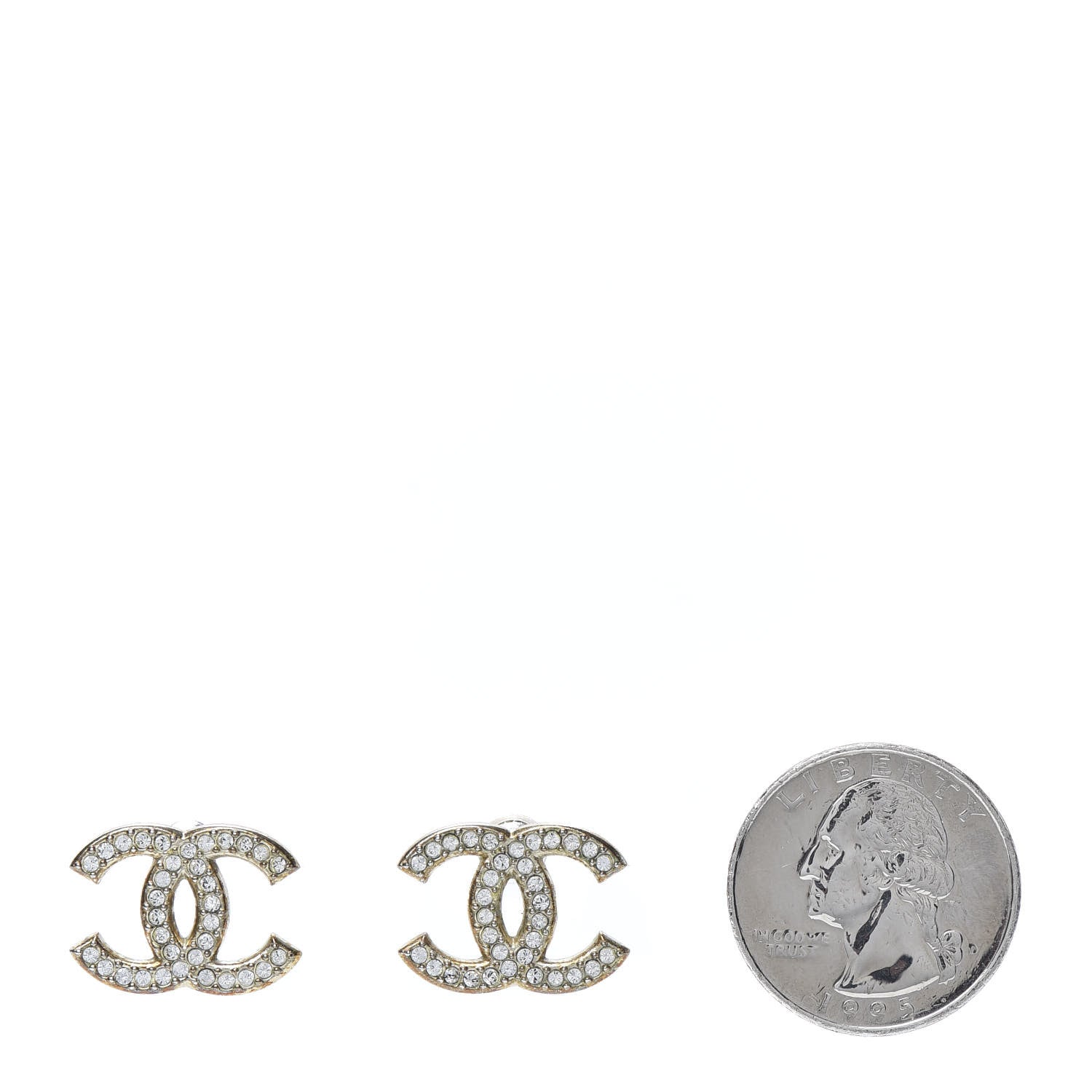 Chanel Crystal CC Earrings Gold 2 of 7