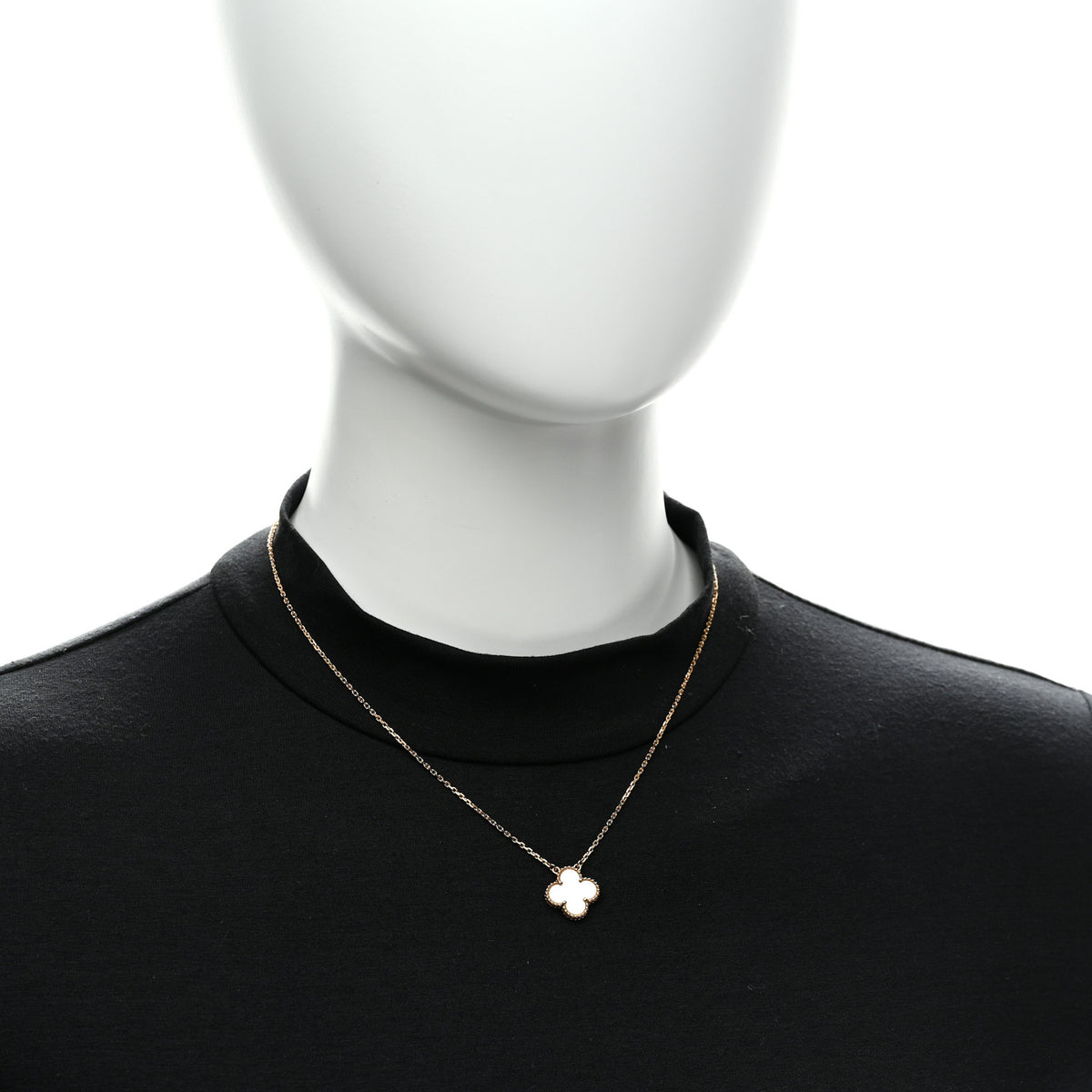 18K Yellow Gold Mother of Pearl Vintage Alhambra Pendant Necklace