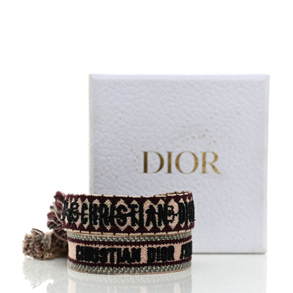 Christian Dior Woven Cotton J'Adior Friendship Bracelet Set Pink Burgundy 5 of 5