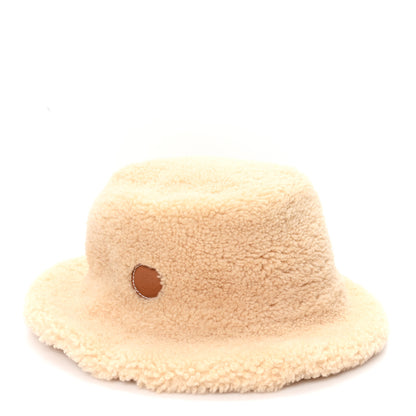 Hermes Shearling Womens Fauve Bucket Hat 57 Marron Tonka 1 of 8