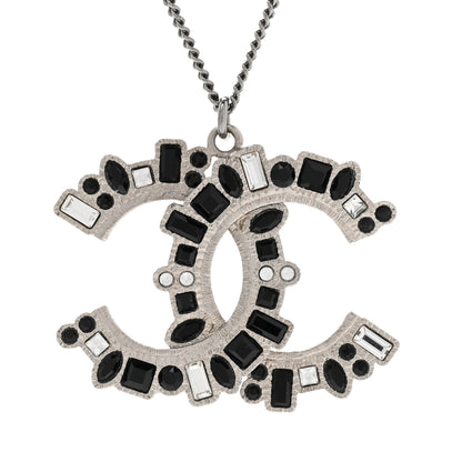 Chanel Baguette Crystal Large CC Necklace Silver Black 4 of 6