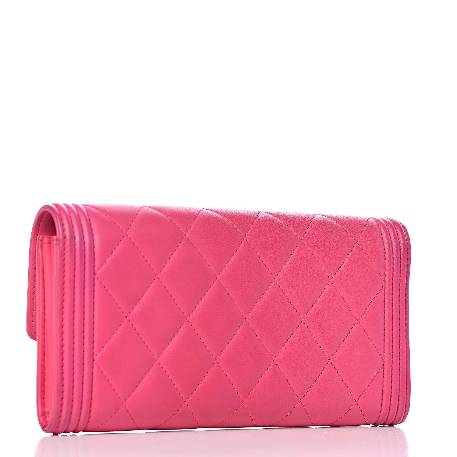 Chanel Lambskin Quilted Boy Flap Wallet Fuchsia 3 of 14