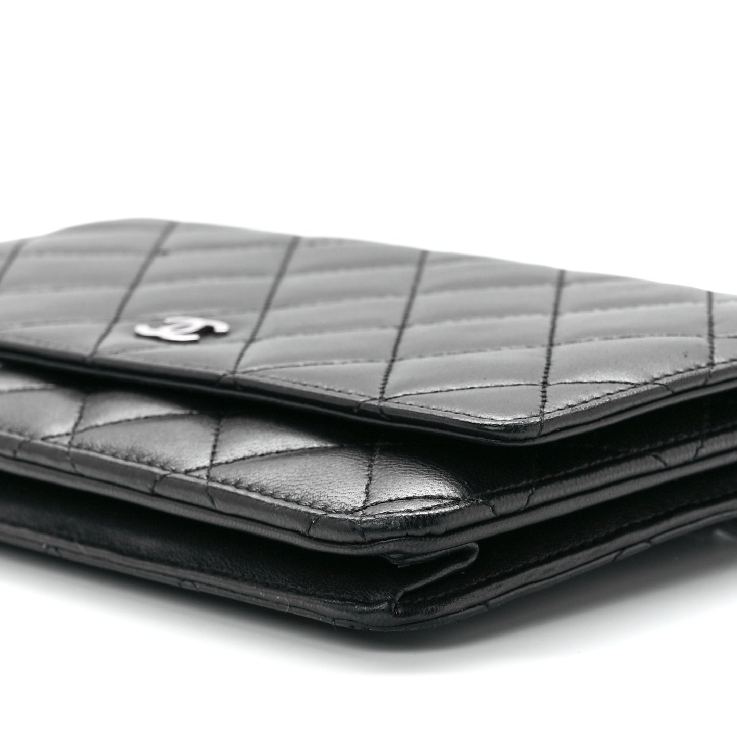 Lambskin Quilted Wallet On Chain WOC Black