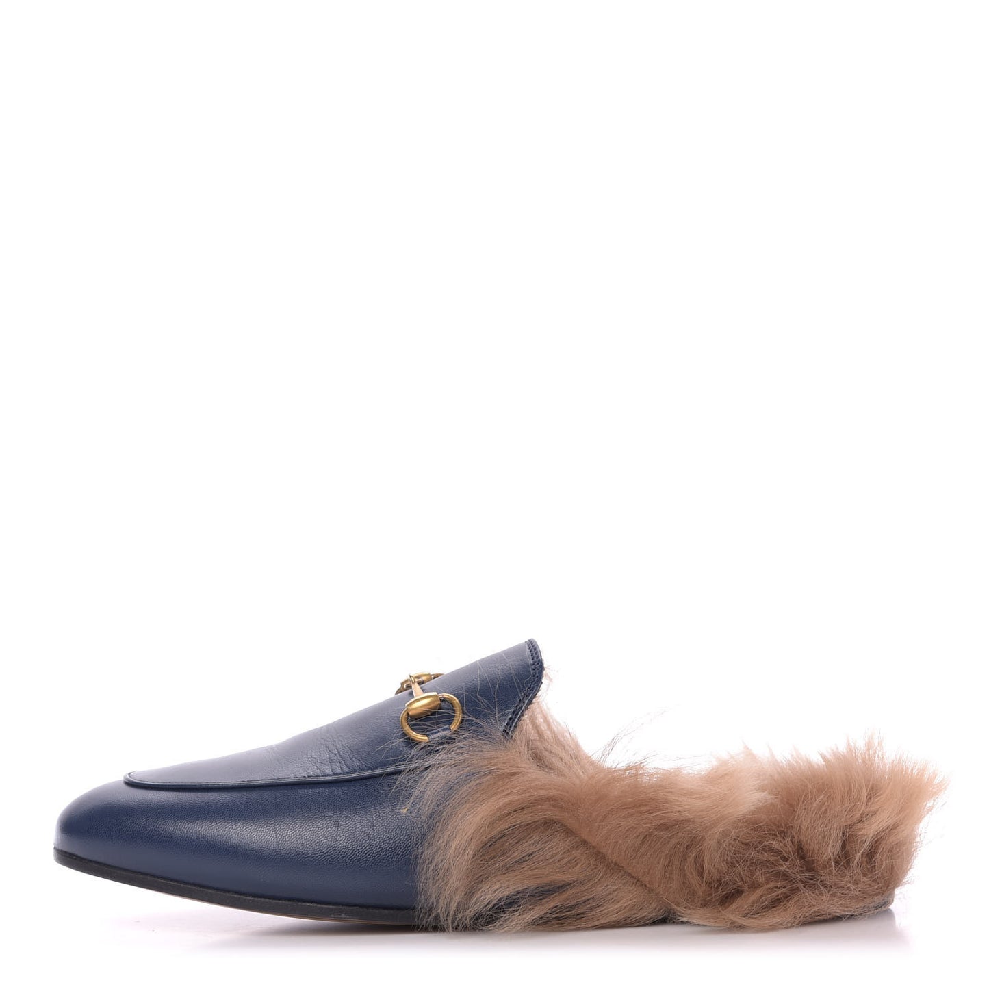 Malaga Kid Fur Womens Princetown Slippers 39 Blue Agata